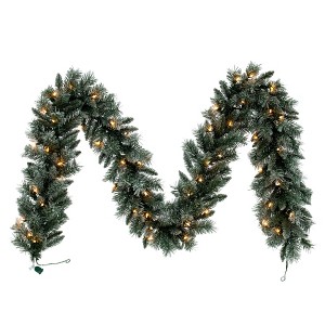 Vickerman 9' x 10" Frosted Mixed Pine Garland, Clear Incandescent Mini Lights. - 1 of 4