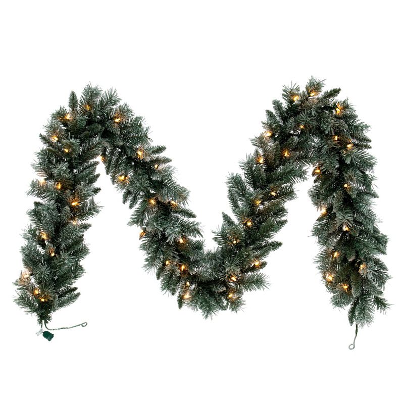 Vickerman 9' x 10" Frosted Mixed Pine Garland, Clear Incandescent Mini Lights., 1 of 7