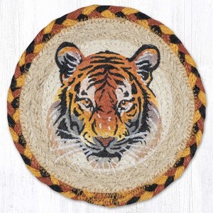 Earth Rugs Rustic Bengal Tiger Round Coaster – Large 7" Safari Farmhouse Accessory - 1 of 3
