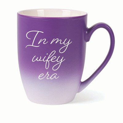 Elanze Designs In My Wifey Era Two Toned Ombre Matte 10 ounce New Bone China Coffee Tea Cup Mug For Your Favorite Morning Brew, Purple and White