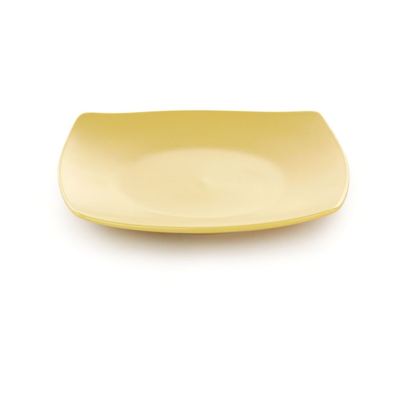 Gibson Home Zen Buffetware 12 Piece Square Fine Ceramic Dinnerware Set in Matte Yellow, 5 of 8