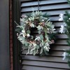 Winter Wreaths for Front Door Indoor Outdoor Decor Artificial Snow Leaves Pine Needles Blueberry Berries Winter Theme - 2 of 4