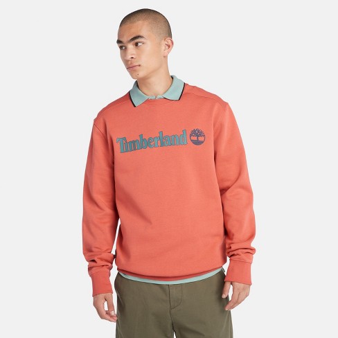 Timberland Men s Linear Logo Crew Neck Sweatshirt Burnt Sienna X Large Target