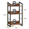 Aoibox 3 Tier Wood Industrial Bookshelf with Edge Protection Small Narrow Storage Organizer Display Rack Vintage Brown for Home Office Bedroom - 3 of 4