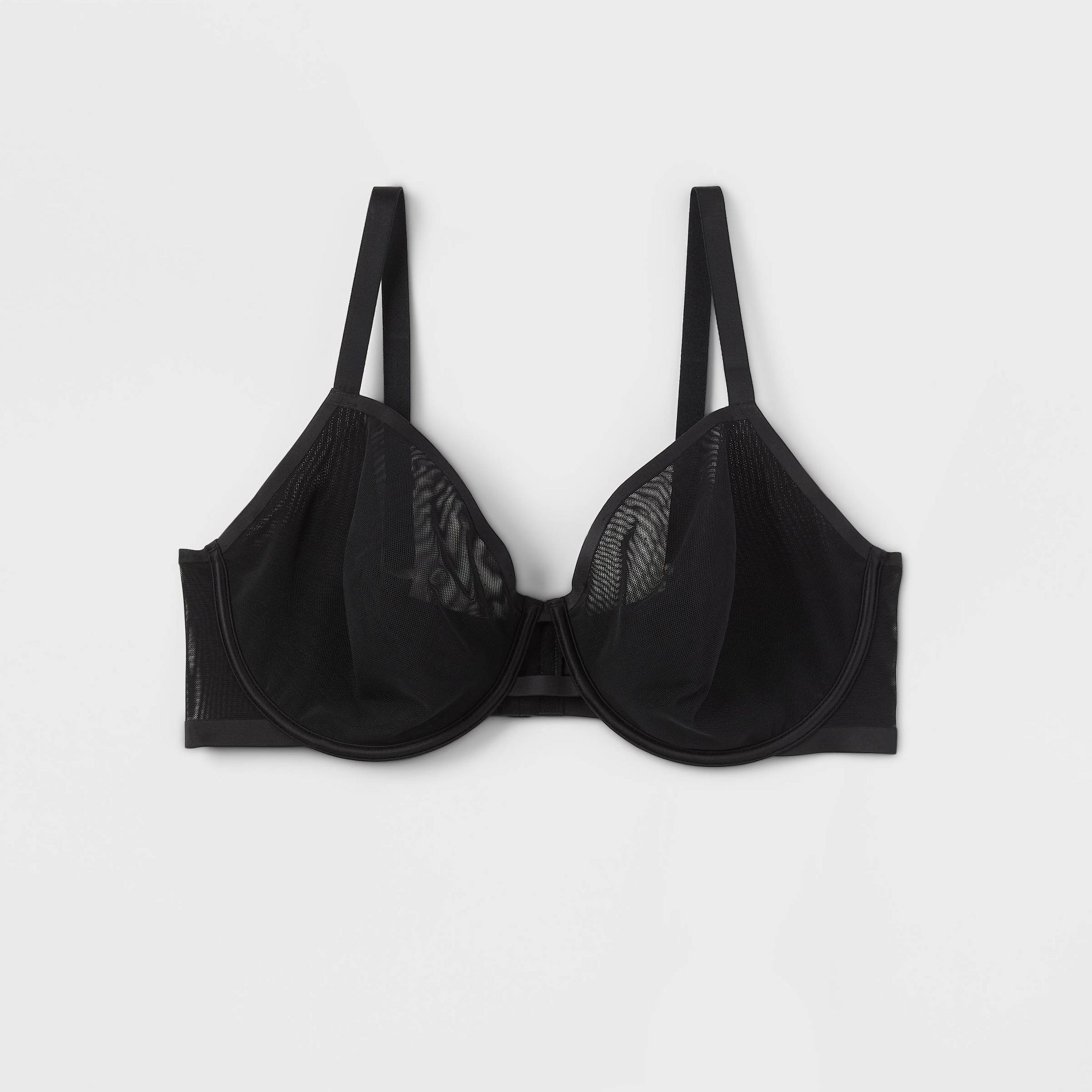 Women's Mesh Unlined Bra - Auden™ Black 40DD: Underwire, Adjustable Strap, Sheer Mesh