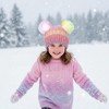 FAAYFIAN Rainbow Knit Winter Beanie Hat and Touchscreen Gloves Set for Kids 7-12 Ear Warmer - 2 of 4