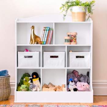 Guidecraft Kids' Toy Storage Organizer: Children's Wooden Bedroom Shelf, Cubby Organizer and Playroom Bookshelf with Open Toy Chest