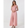 Allegra K Women's Elegant V Neck Mesh Long Sleeve Loose Wide Leg Party Jumpsuits - 2 of 4