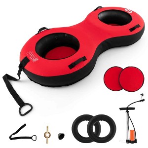 Costway 80" 2-Person Heavy-Duty Inflatable Snow Tube for Sledding with Pump Tow Strap Blue/Red - 1 of 4