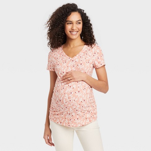 Short Sleeve Side Shirred Maternity T-shirt - Isabel Maternity By & : Target