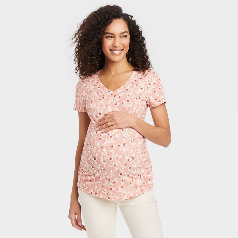 Short Sleeve Fashion V-Neck Maternity T-Shirt - Isabel Maternity by Ingrid & Isabel™, 1 of 9