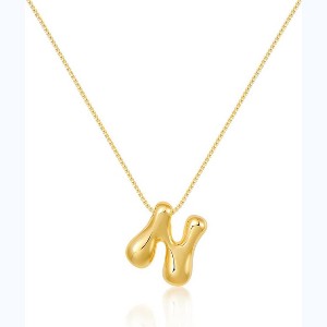 Bubble Initial Necklace Gold Plated Balloon Charm Birthday Gift - 1 of 4