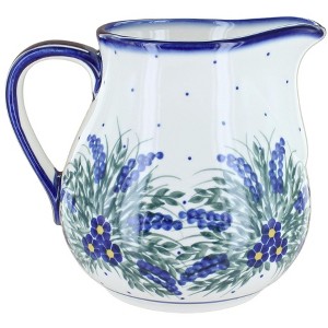 Blue Rose Polish Pottery 7C WR Unikat Pitcher - 1 of 2