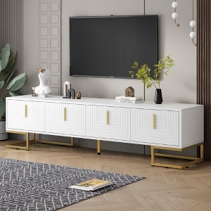 70.8" MDF Modern TV Stand with Metal Legs and Gold Handles, Sideboard Cabinet with Adjustable Shelves and Protective Feet Pads - 1 of 4