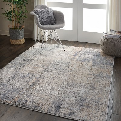 Rustic Grey and Beige Abstract Synthetic Area Rug 4' x 6'