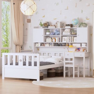 NicBex Twin Size Multifunctional Wood Platform Bed Frame with Practical Storage Bookshelf,Built-in Desk and Matching Chair for Kids/Boys/Girls - 1 of 4