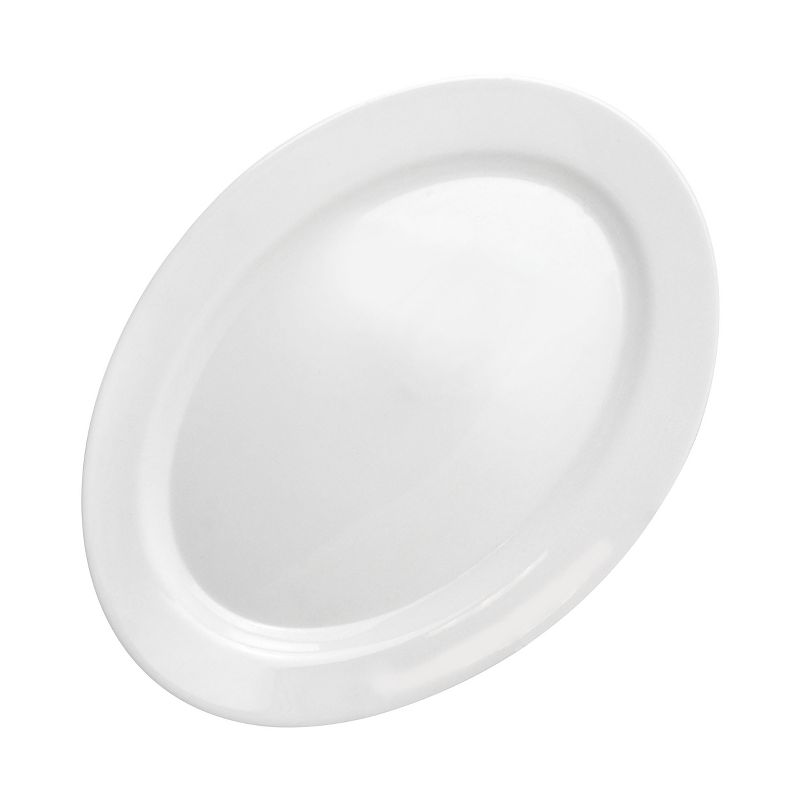 Ultra by Gibson White Shadow 2 Piece 14 Inch Oval Tempered Opal Glass Serving Platter Set in White, 2 of 6