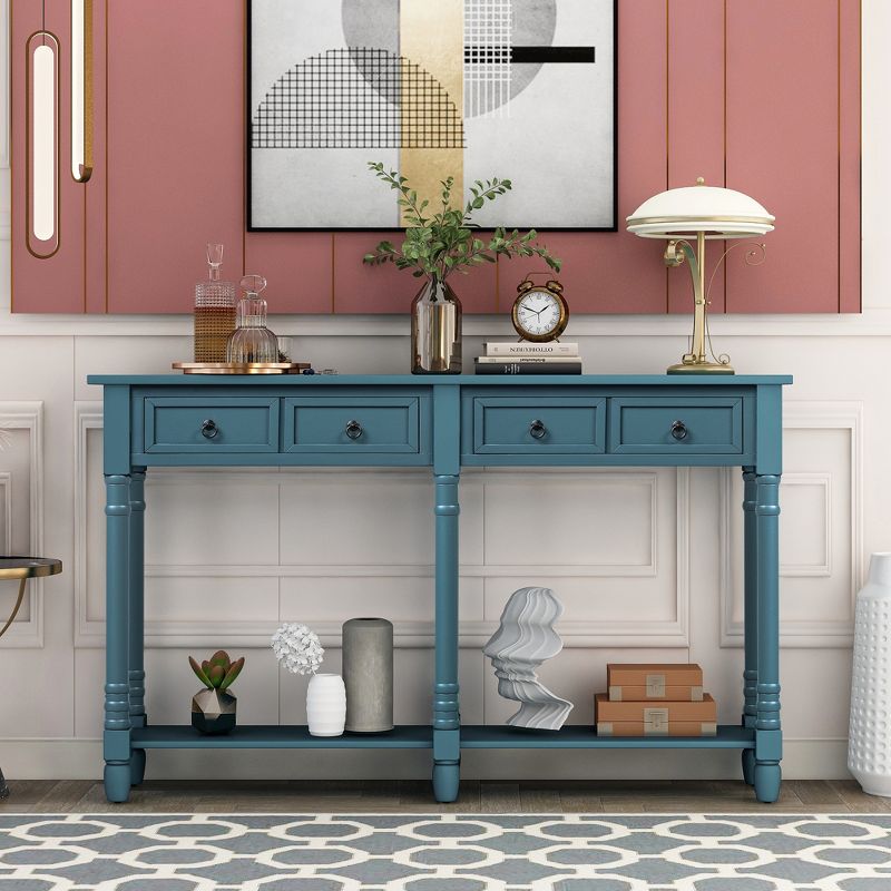 Rectangular Console Table with Drawers and Long Shelf-ModernLuxe, 2 of 6