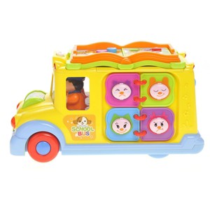 JuzToys School Bus Toy with Lights and Animal Sounds – Interactive Educational Toy with Dancing Music for Toddlers – Yellow - 1 of 4
