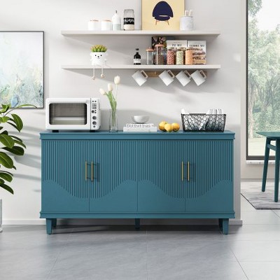 Modern Sideboard Decorative Storage Cabinet, CENGHU Wooden Console Table Coffee Bar Cabinet with 4 Doors for Living Room, Kitchen, Bedroom, Hallway