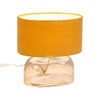Storied Home Modern Table Lamp with Glass Base and Velvet Shade Yellow - 3 of 4