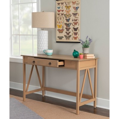 Rustic Driftwood Gray Wood Writing Desk with Drawer