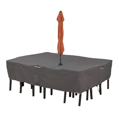 Ravenna Rectangular/Oval Patio Table & Chair Set Cover with Umbrella Hole - Classic Accessories