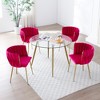 Set of 2 Dining Chairs Velvet Upholstered Dinner Chairs Armchairs with Padded Seat, Rose Red - Modernluxe - 2 of 4