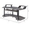 PAGED Computer Desk Modern Music Desk with Open Storage Shelves, Keyboard Tray and Hooks for Work - 3 of 4