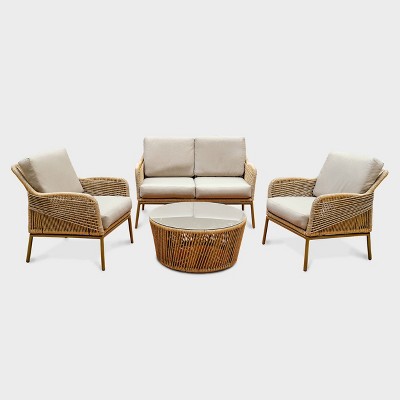 Terrell 4pc Patio Seating Set - Tan - Leisure Made