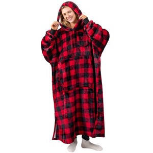 PAVILIA Faux Shearling Wearable Blanket Hoodie, Cozy Oversized Hooded Sweatshirt Adults, Warm Fleece Big Pocket - 1 of 4