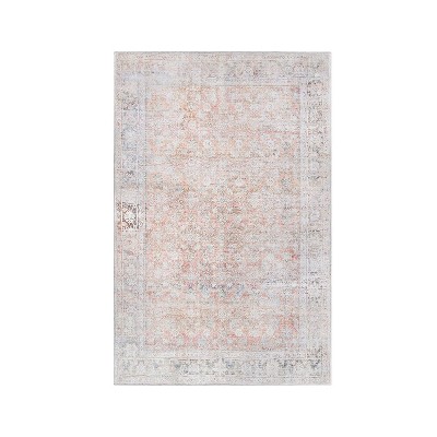 Image of Distressed Farmhouse Geometric Indoor Area Rug or Runner, 5'x7'6", Butterscotch - Blue Nile Mills