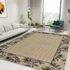 Washable Modern Bordered Rug Non Slip Low Pile Rug Soft Floral Throw Floor Cover Foldable Indoor Carpet for Living Room Bedroom Playroom Nursery - 2 of 4
