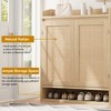 Rattan Shoe Cabinet with 2 Doors, 5-Tier Shoe Storage Cabinet with Adjustable Shelves, Wooden Shoe Storage Organizer for Entryway, Hallway, Black - 4 of 4