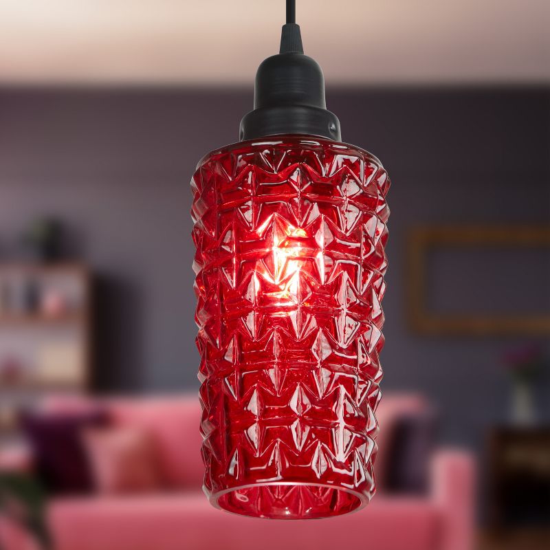 River of Goods 4.75&#34; 1-Light Apollo Glass and Metal Pendant Red, 3 of 14
