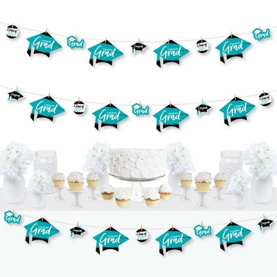 Big Dot of Happiness Teal Grad - Best is Yet to Come - 2021 Turquoise Graduation Party DIY Decorations - Clothespin Garland Banner - 44 Pieces