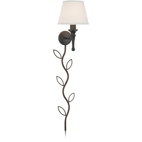 Regency Hill Braidy Country Cottage Wall Light Sconce with Cord Cover  Bronze Metal Plug-in 7