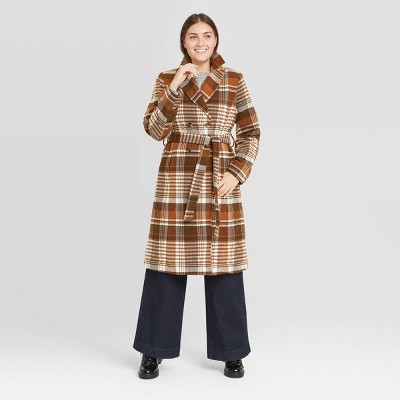 plaid wrap coat