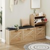 Shoe Cabinet with Bench for Entryway, Framhouse Shoe Storage Cabinet Shoe Bench with 4 Flip Drawers and Padded Seat Cushion for Hallway Living Room - 3 of 4