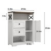 Farmhouse Storage Cabinet with 2 Drawers & Adjustable Shelves - 2 of 4