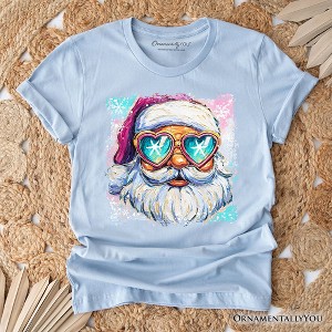 Merry Christmas Santa Sunglasses Christmas T-Shirt, Funky Retro Holiday Tee | OrnamentallyYou - 1 of 4