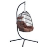 VisioGear Egg Chairs, Patio Egg Chair with Stand, Patio Foldable Egg Chair for Bedroom Living Room Balcony, Black & Brown, 37"*36.61"*78.74" - 2 of 4