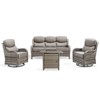 4 Piece Patio Furniture Set with Fire Pit Table, 2 x Swivel Rocker Chair, 1 x 3-Seat Sofa, 5 Seats Outdoor Conversation Set for Lawn Garden Backyard - 2 of 4