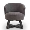 CAVINAS Linen Swivel Accent Chair with Curved Backrest and Wood Base,Upholstered Swivel Living Room Chairs,Reading Chairs for Living Room - 2 of 4
