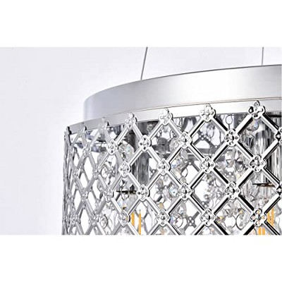 Elegant Chrome Crystal 6-Light Pendant Chandelier