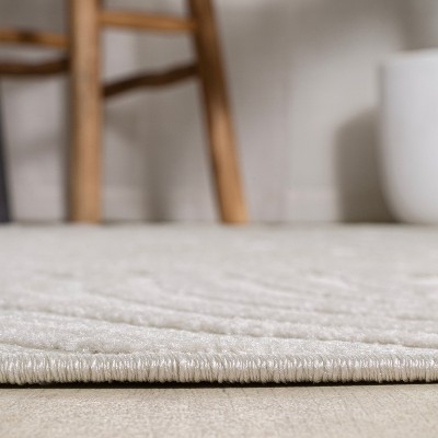 Cream High-Low Abstract Striped Indoor/Outdoor Runner Rug