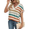 Womens Summer Tops V Neck Outfits Clothes Short Dolman Sleeve Blouses 2025 Fashion Shirts - 4 of 4