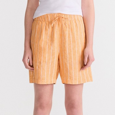 Lands' End Women's Linen High Rise Pull On 7" Shorts