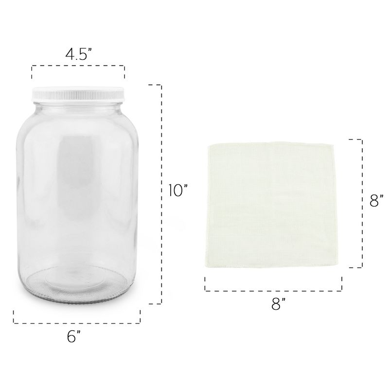 Cornucopia Brands 1 Gallon Glass Kombucha Jar 1pk, w/ Cotton Cloth Cover Lid Accessories, 2 of 8