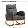 Rocking Chair Nursery with Headrest, Linen Upholstered Glider Rocking Chair with Rubber Wood Legs and Side Pocket, Modern Accent Armchair - 3 of 4
